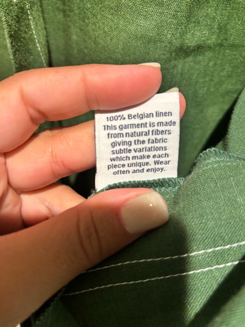 Blluemade 100% Belgian Linen Green Chore Coat Shirt Size M - Picture 4 of 6